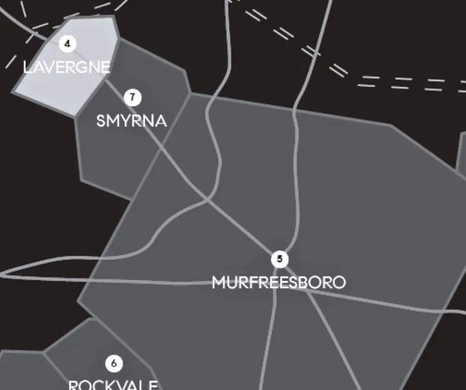 A map of La Verne, Tennessee