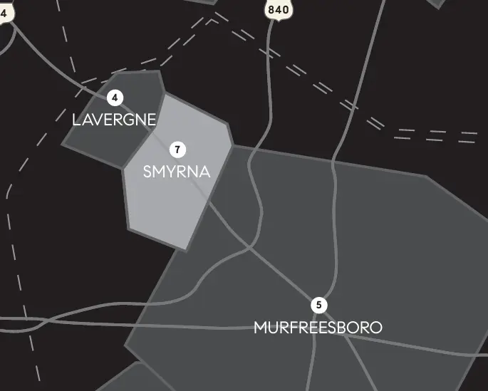 Map of Smyrna, Tennessee